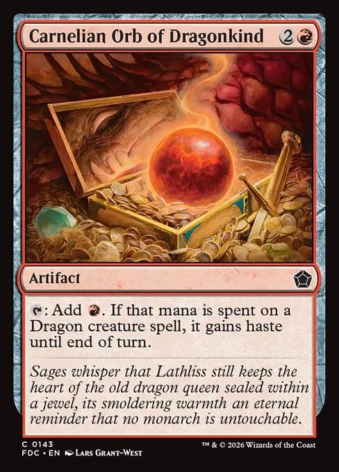 Carnelian Orb of Dragonkind card art (fdc-143), Magic: The Gathering FDC
