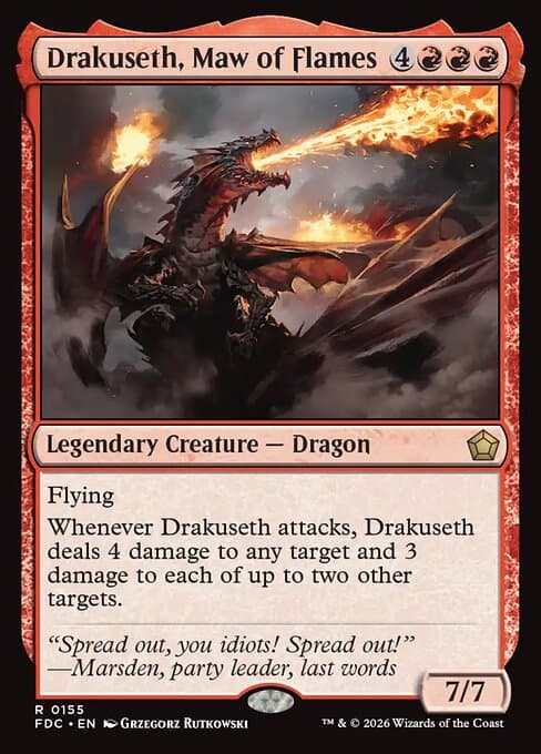 Drakuseth, Maw of Flames card art (fdc-155), Magic: The Gathering FDC