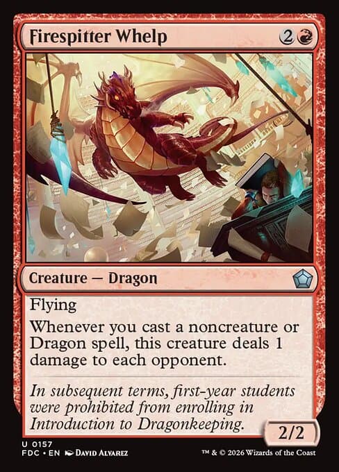 Firespitter Whelp card art (fdc-157), Magic: The Gathering FDC