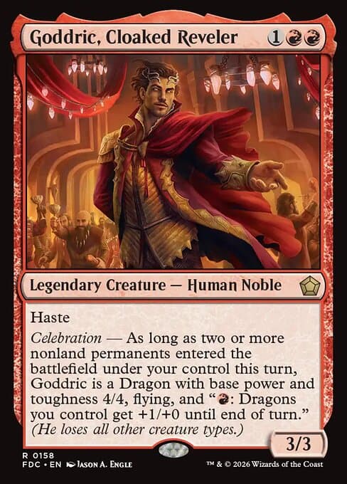Goddric, Cloaked Reveler card art (fdc-158), Magic: The Gathering FDC