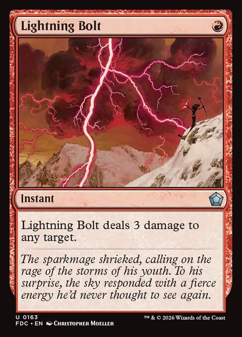 Lightning Bolt card art (fdc-163), Magic: The Gathering FDC