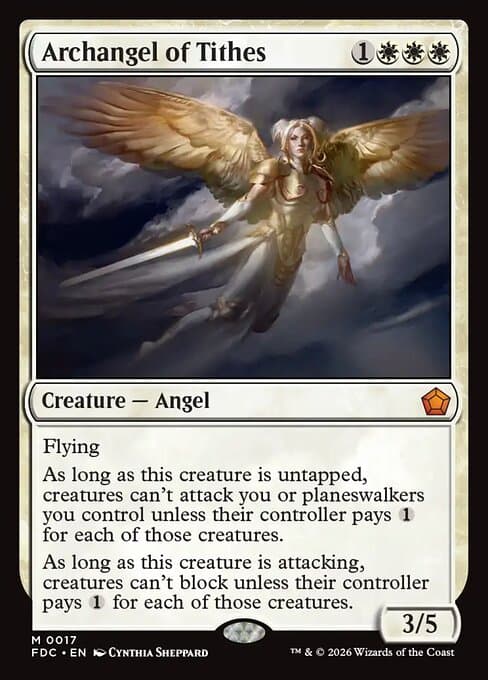 Archangel of Tithes card art (fdc-17), Magic: The Gathering FDC