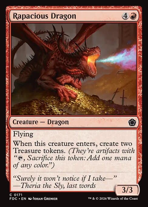Rapacious Dragon card art (fdc-171), Magic: The Gathering FDC