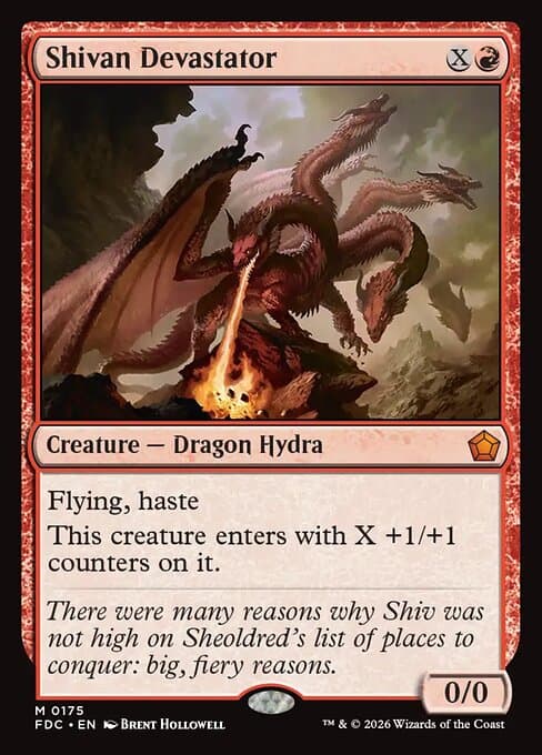 Shivan Devastator card art (fdc-175), Magic: The Gathering FDC