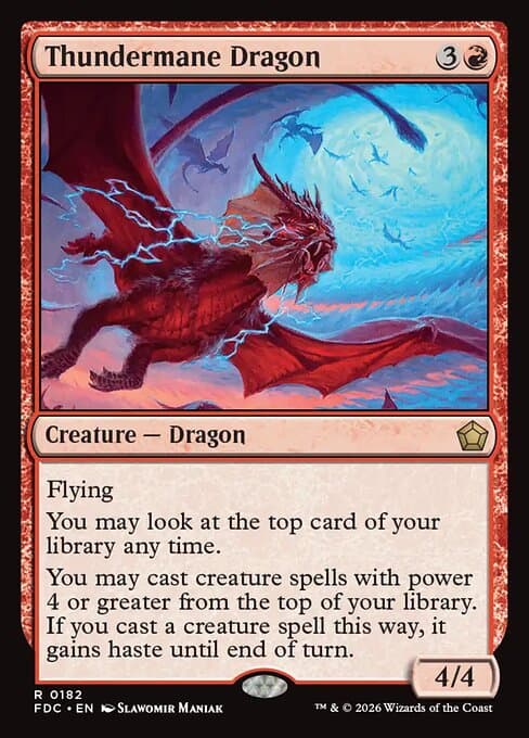 Thundermane Dragon card art (fdc-182), Magic: The Gathering FDC