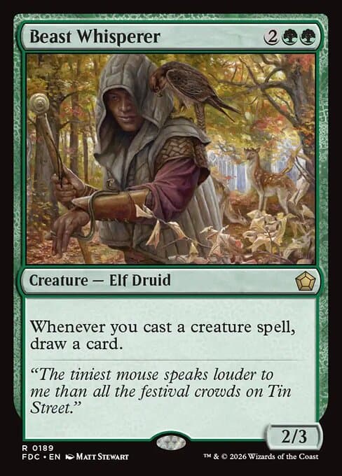 Beast Whisperer card art (fdc-189), Magic: The Gathering FDC