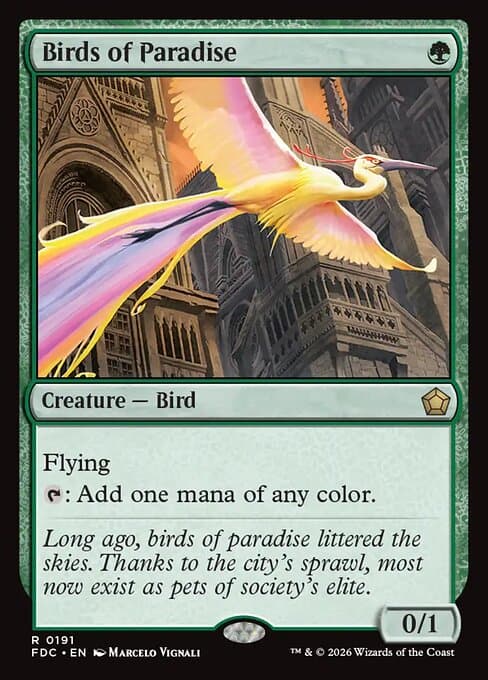 Birds of Paradise card art (fdc-191), Magic: The Gathering FDC