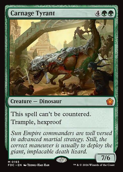 Carnage Tyrant card art (fdc-193), Magic: The Gathering FDC