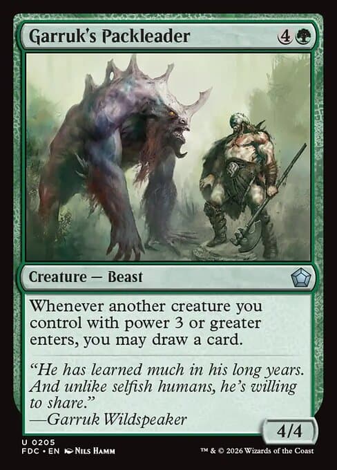Garruk's Packleader card art (fdc-205), Magic: The Gathering FDC