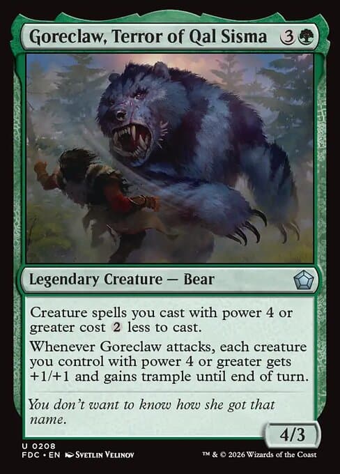 Goreclaw, Terror of Qal Sisma card art (fdc-208), Magic: The Gathering FDC