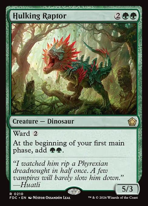 Hulking Raptor card art (fdc-210), Magic: The Gathering FDC