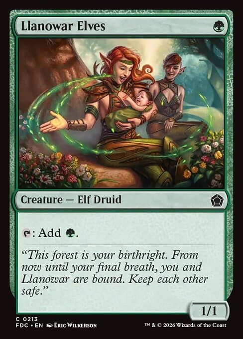 Llanowar Elves card art (fdc-213), Magic: The Gathering FDC