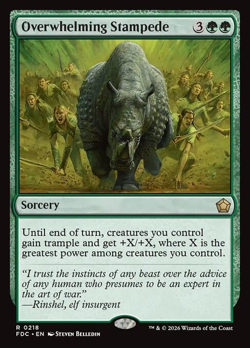 Overwhelming Stampede card art (fdc-218), Magic: The Gathering FDC