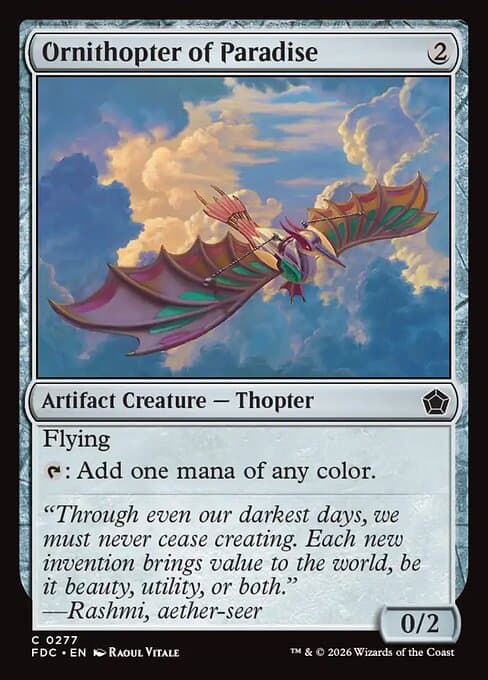 Ornithopter of Paradise card art (fdc-277), Magic: The Gathering FDC