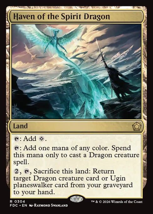 Haven of the Spirit Dragon card art (fdc-304), Magic: The Gathering FDC