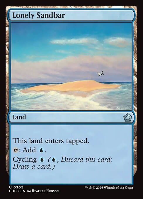 Lonely Sandbar card art (fdc-305), Magic: The Gathering FDC