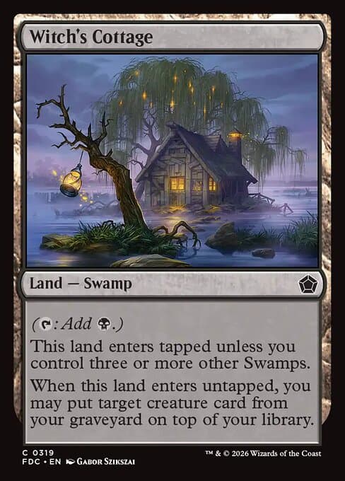Witch's Cottage card art (fdc-319), Magic: The Gathering FDC
