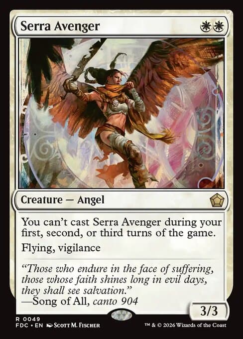 Serra Avenger card art (fdc-49), Magic: The Gathering FDC