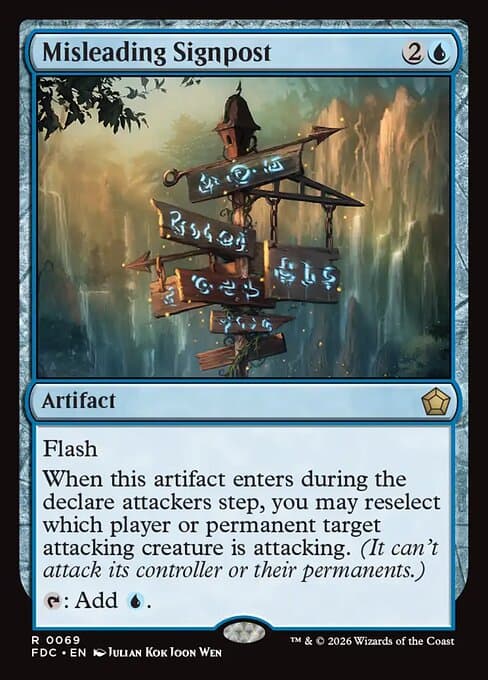 Misleading Signpost card art (fdc-69), Magic: The Gathering FDC