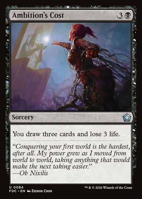 Ambition's Cost card art (fdc-84), Magic: The Gathering FDC