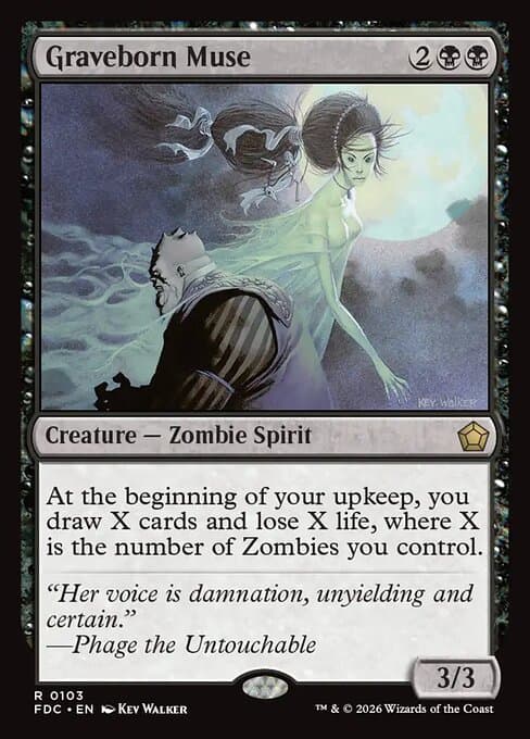 Graveborn Muse card art (fdc-103), Magic: The Gathering FDC