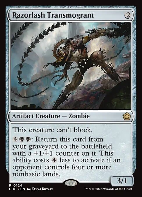 Razorlash Transmogrant card art (fdc-124), Magic: The Gathering FDC