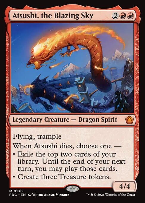 Atsushi, the Blazing Sky card art (fdc-138), Magic: The Gathering FDC