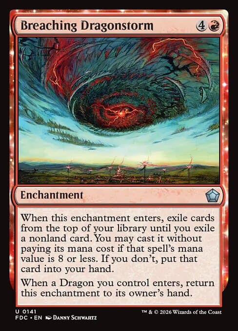 Breaching Dragonstorm card art (fdc-141), Magic: The Gathering FDC