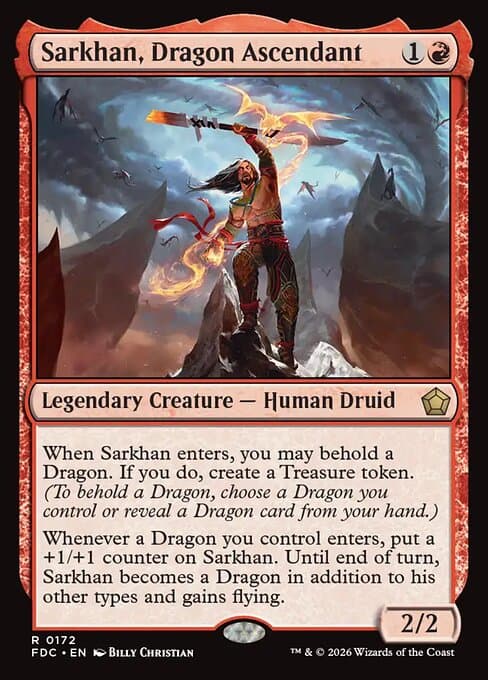 Sarkhan, Dragon Ascendant card art (fdc-172), Magic: The Gathering FDC