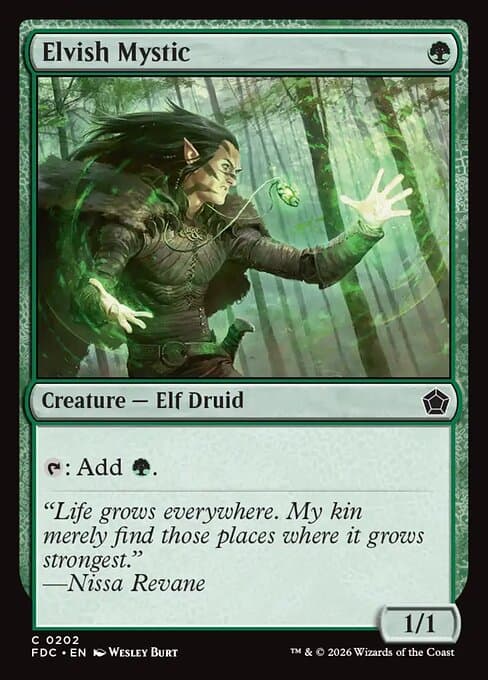 Elvish Mystic card art (fdc-202), Magic: The Gathering FDC