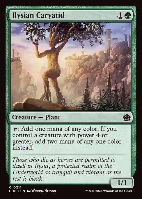 Ilysian Caryatid card art (fdc-211), Magic: The Gathering FDC
