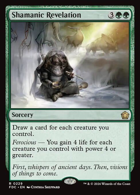 Shamanic Revelation card art (fdc-229), Magic: The Gathering FDC