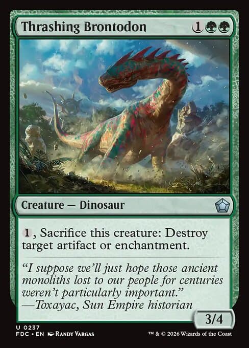 Thrashing Brontodon card art (fdc-237), Magic: The Gathering FDC