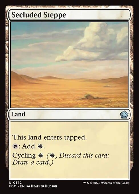 Secluded Steppe card art (fdc-312), Magic: The Gathering FDC