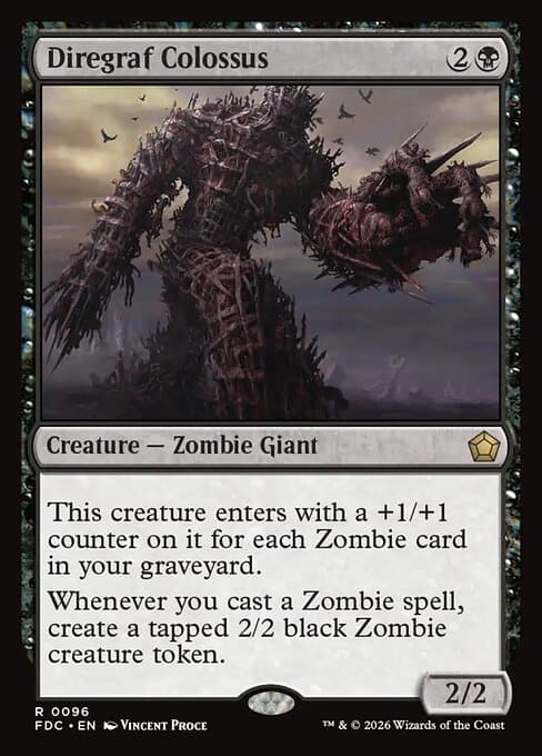 Diregraf Colossus card art (fdc-96), Magic: The Gathering FDC