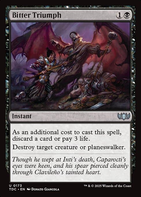 Bitter Triumph card art (tdc-173), Magic: The Gathering TDC