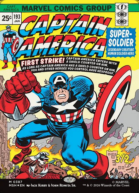 Captain America, Super-Soldier card art (msh-387), Magic: The Gathering MSH